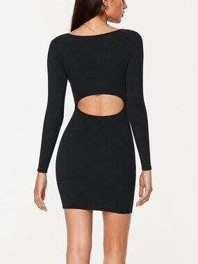 Aritzia Wilfred Knit Long Sleeve Cut Out Back Dress Black Size Small